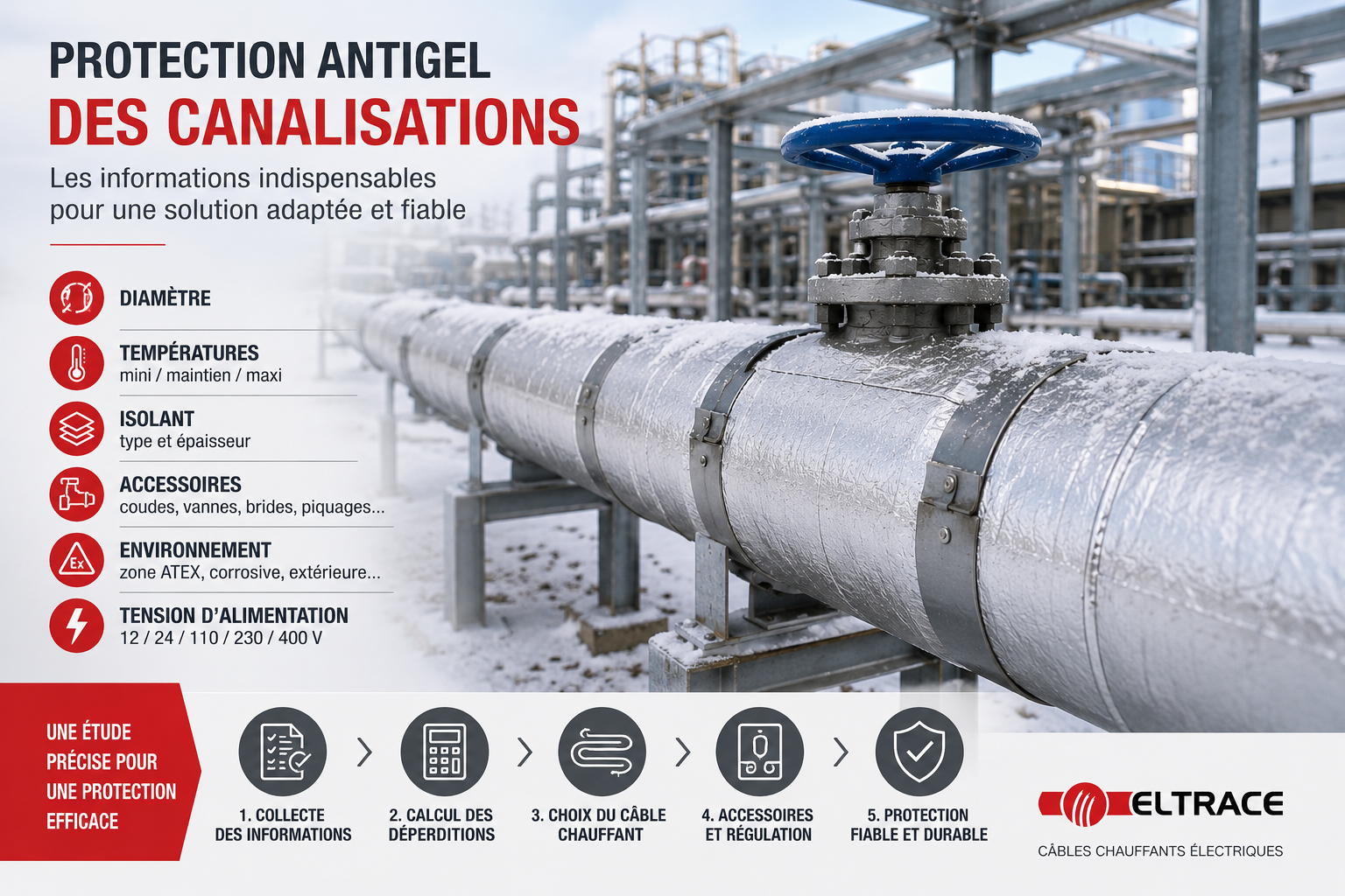 Guide de dimensionnement des canalisations - ELTRACE Guide de dimensionnement pour la protection antigel des canalisations avec câbles chauffants ELTRACE